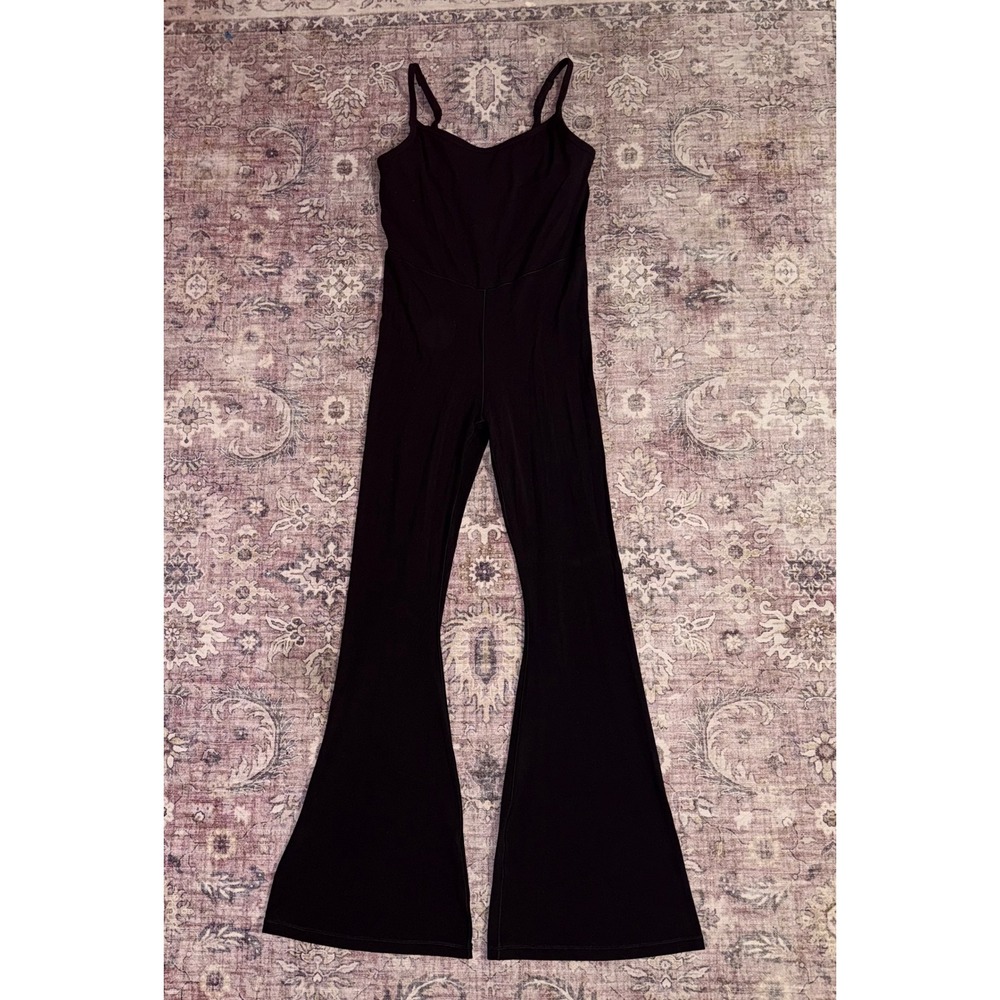 OFFLINE by Aerie Real Me Xtra Flare Jumpsuit Black‎ Large Yoga Stretchy Bodysuit